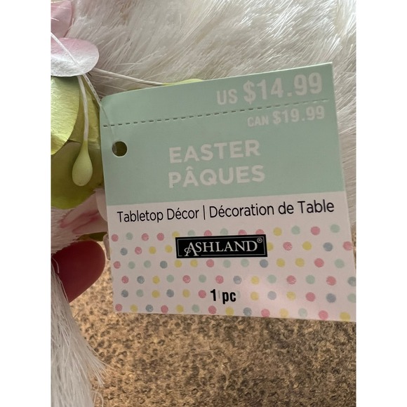 Ashland Easter Bunny Tabletop Decor White Floral Collar Brand New NWT Spring - Picture 6 of 6